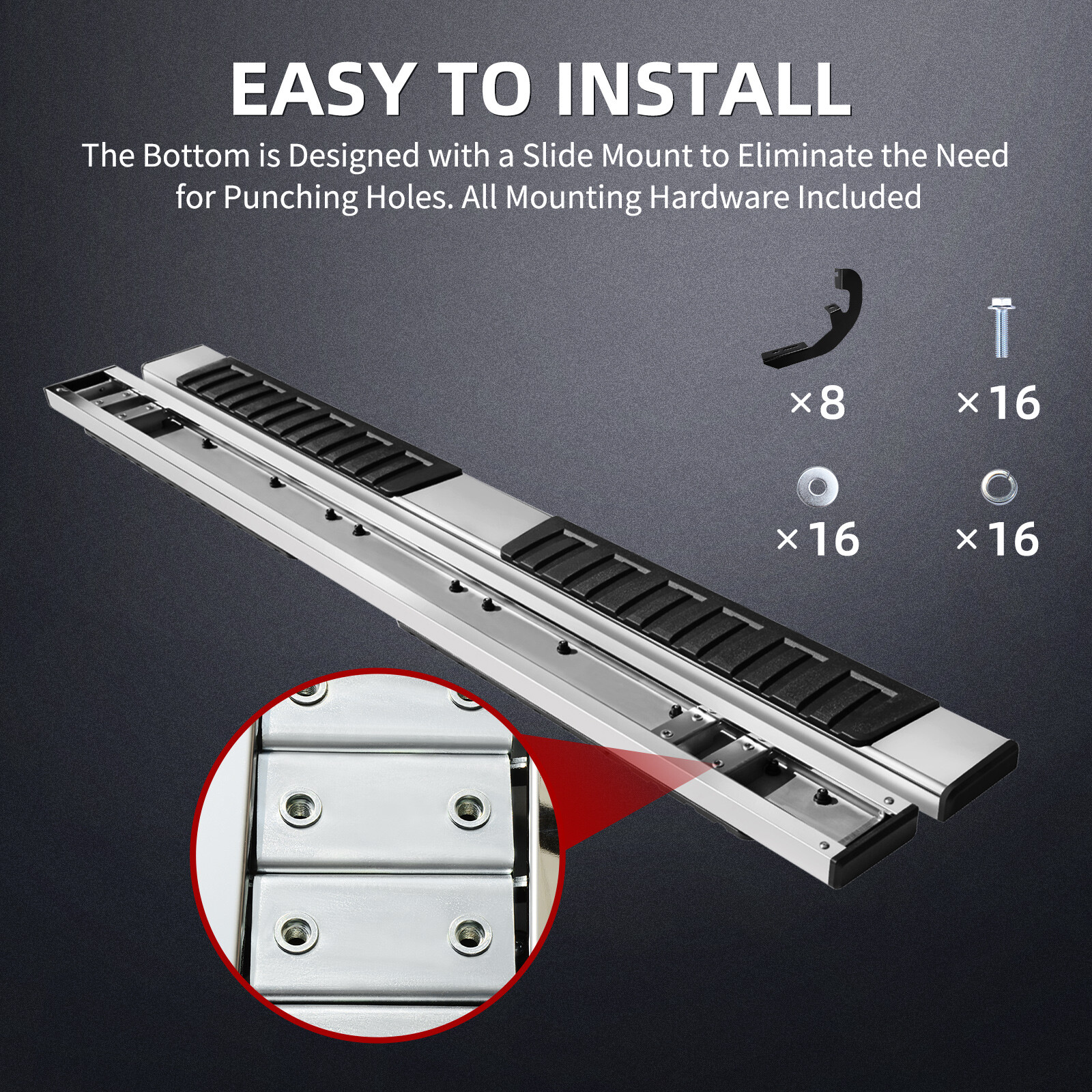 6" Running Boards for 07-18 Silverado Sierra 1500 2500HD Crew Cab Side Step Bars