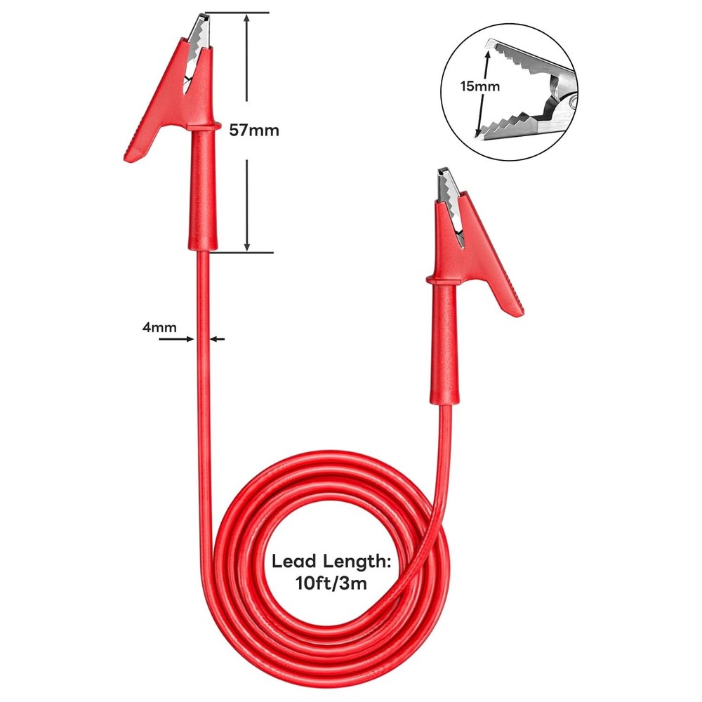 Alligator Clips Electrical Leads 2PCS 10ft Red Black