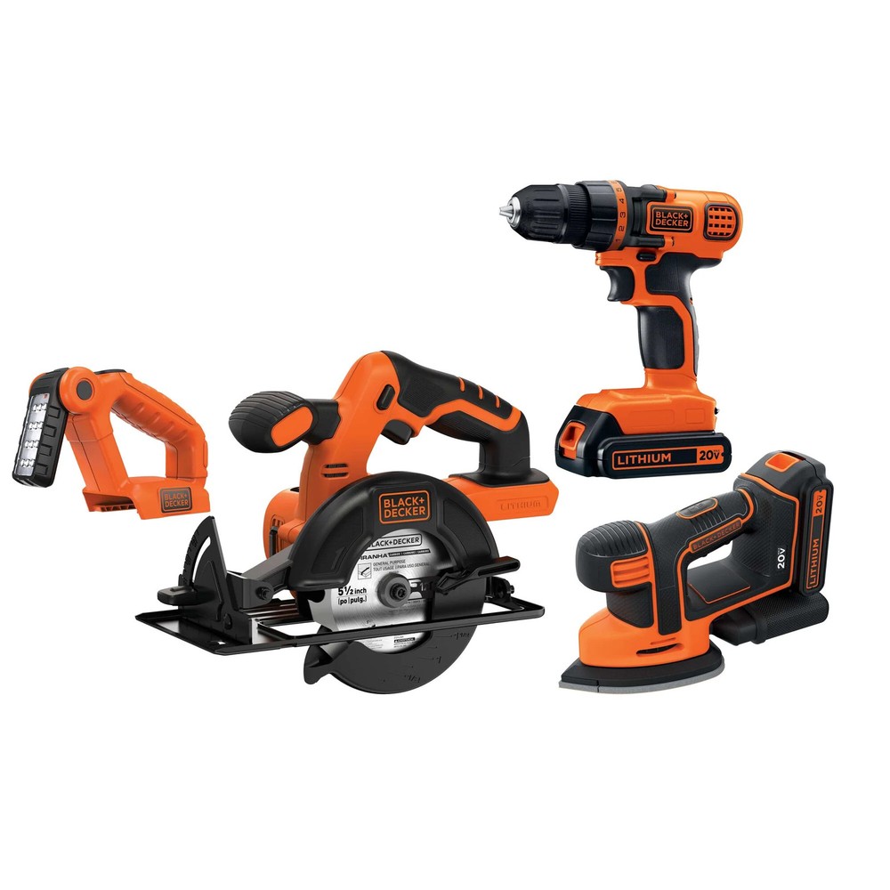 BLACK+DECKER 20V MAX* Lithium Ion 4 Tool Combo Kit - BD4KITCDCMSL