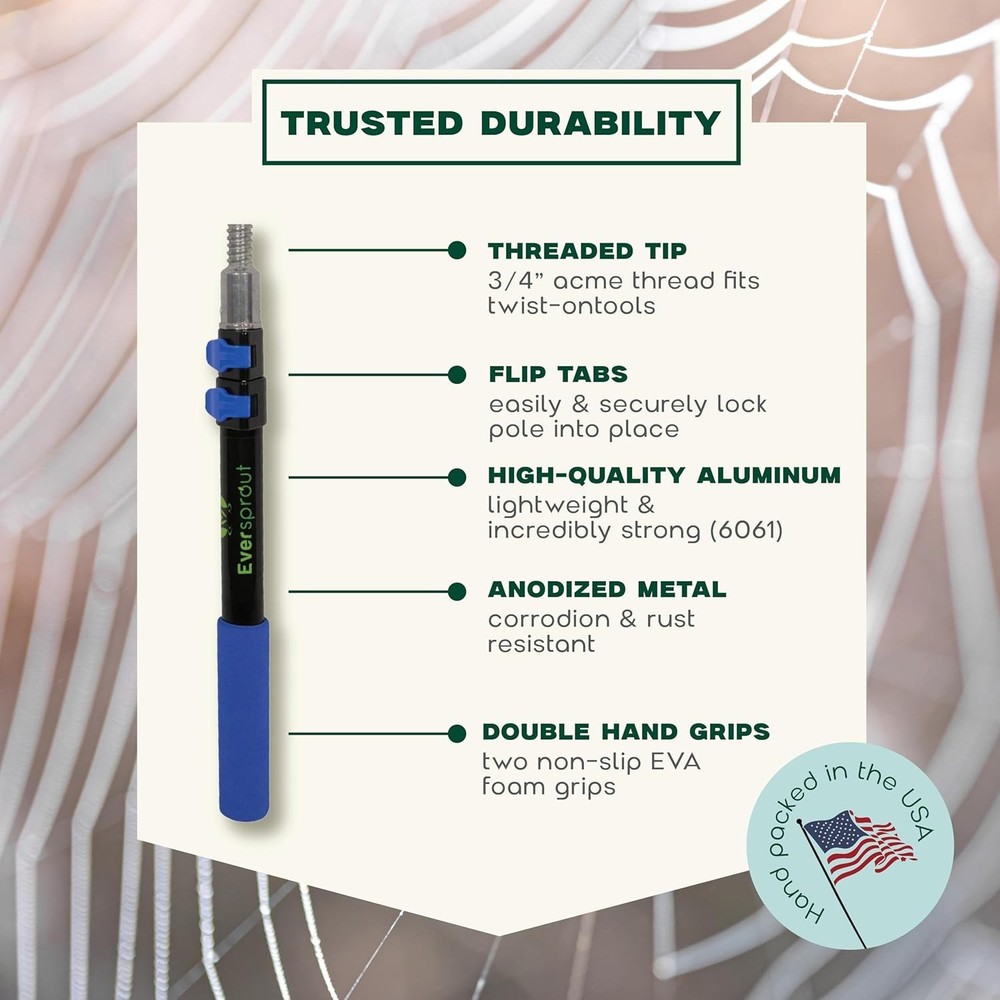 Telescoping Duster with Extension Pole for Cobweb Dusting and Cleaning