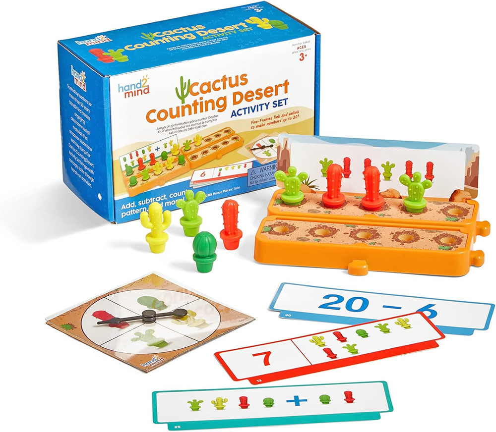 Cactus Counting Desert Math Activity Set, Ten Frame Math Manipulatives, Color Co