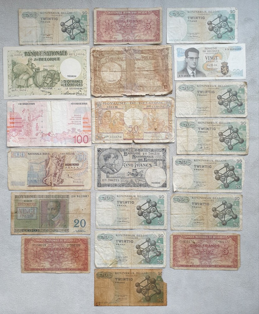 Belgium Lot Old Banknotes