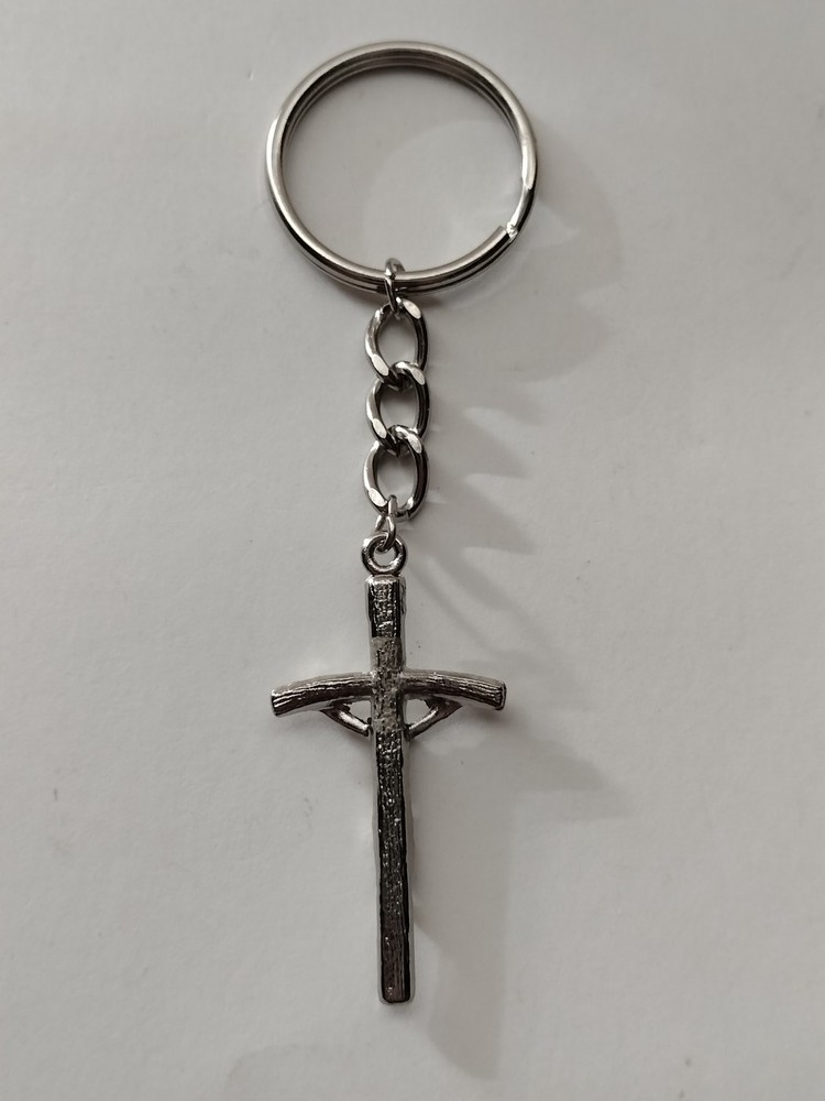 Silver Tone Crucifix Keychain