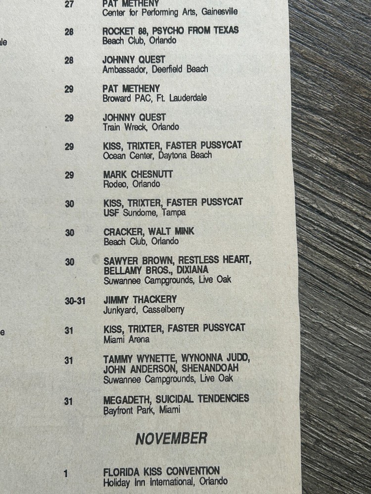 KISS Concert Clipping Revenge Tour FL Daytona Tampa Miami 1992 Lot Vintage Kiss