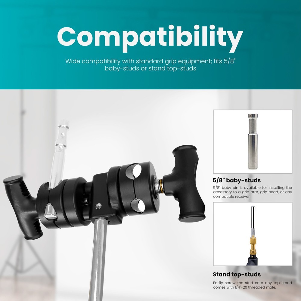 Flashpoint Twin 2.5" Grip Head with 5/8" Socket, Black