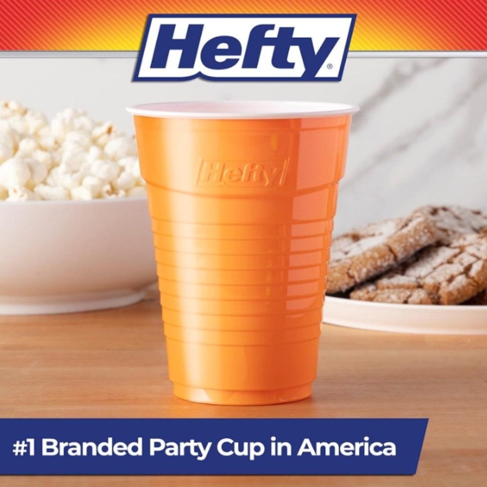 Hefty Party On Disposable Plastic Cups, Assorted, 16 Ounce, 100 Count New