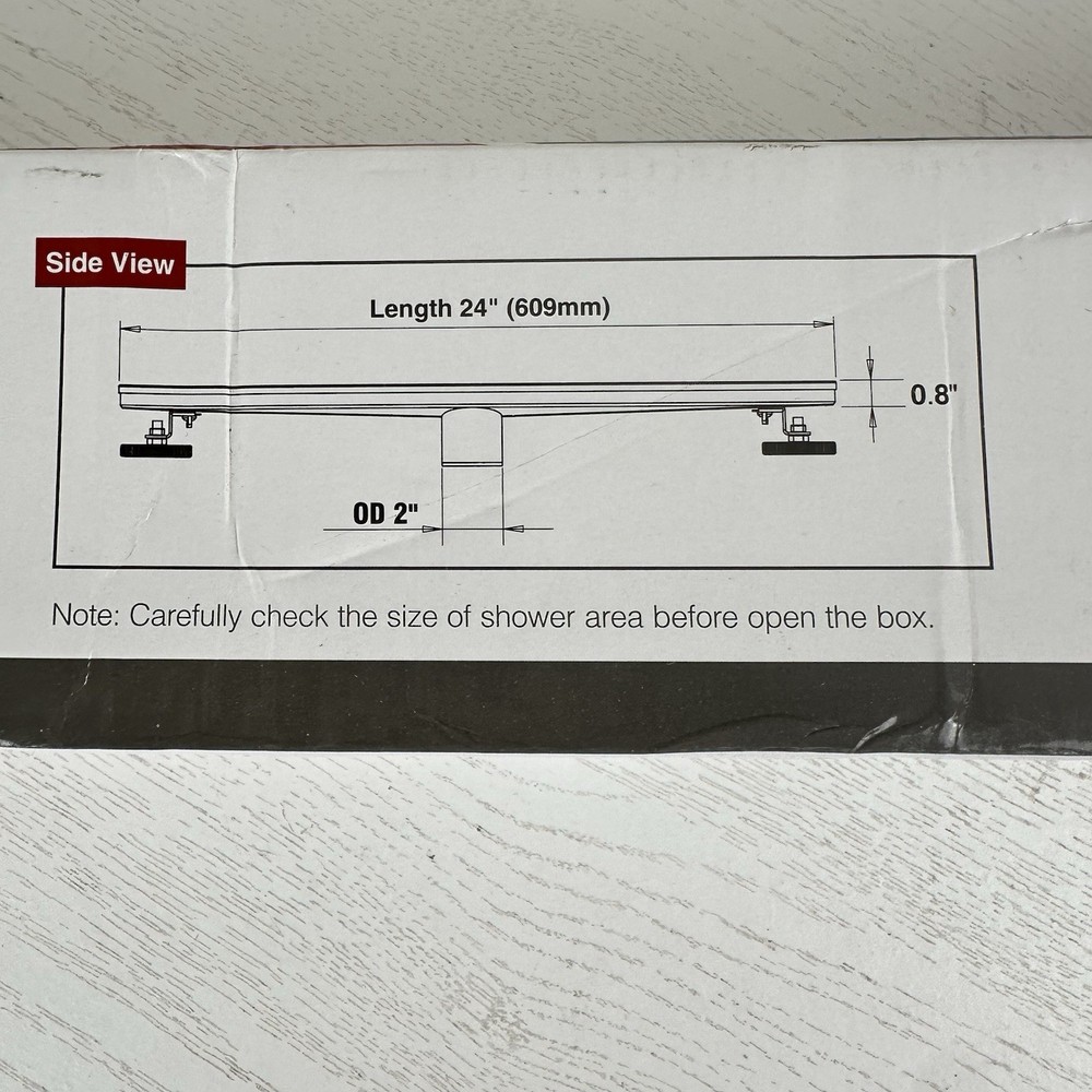 NeoDrain 24" Linear Rectangle Shower Drain Brushed Stainless Quadrato Pattern