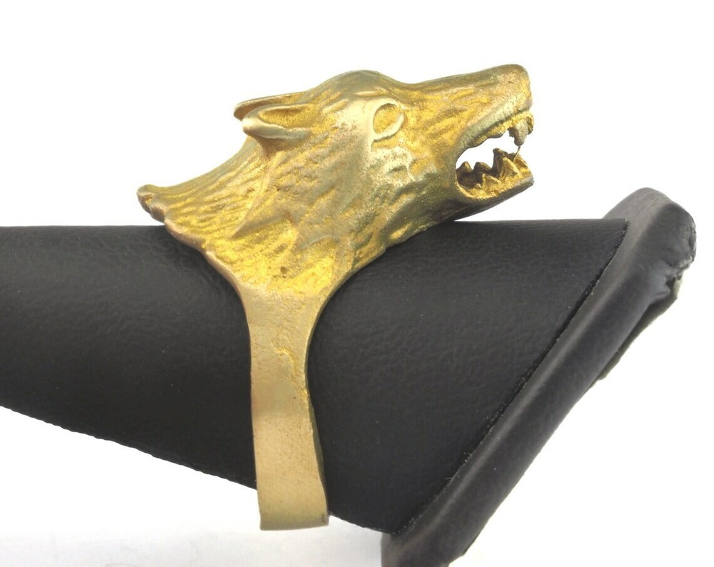 Wolf Beast Adjustable Ring Raw Brass (19mm 8.5US inner size) 2886