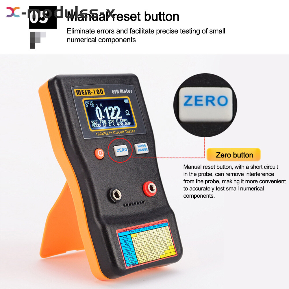 MESR-100 ESR Capacitance Ohm Meter Capacitance Internal Resistance Tester Tool
