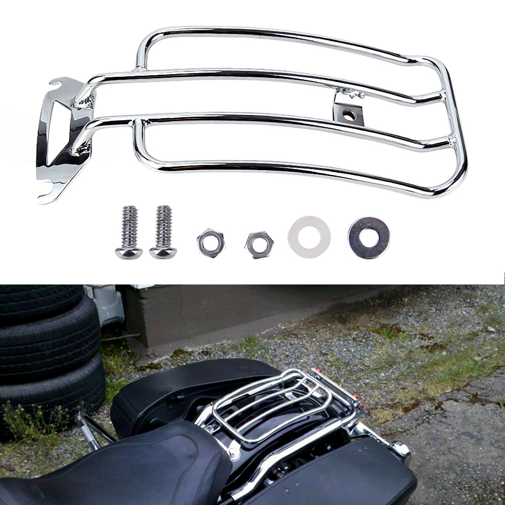 Chrome Rear Solo Seat Luggage Fender Rack For Harley Touring Electra Glide 98-08