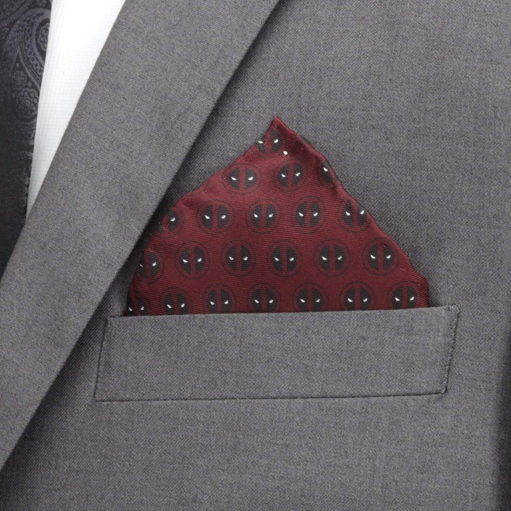 Marvel Deadpool Red Mask Silk Pocket Square
