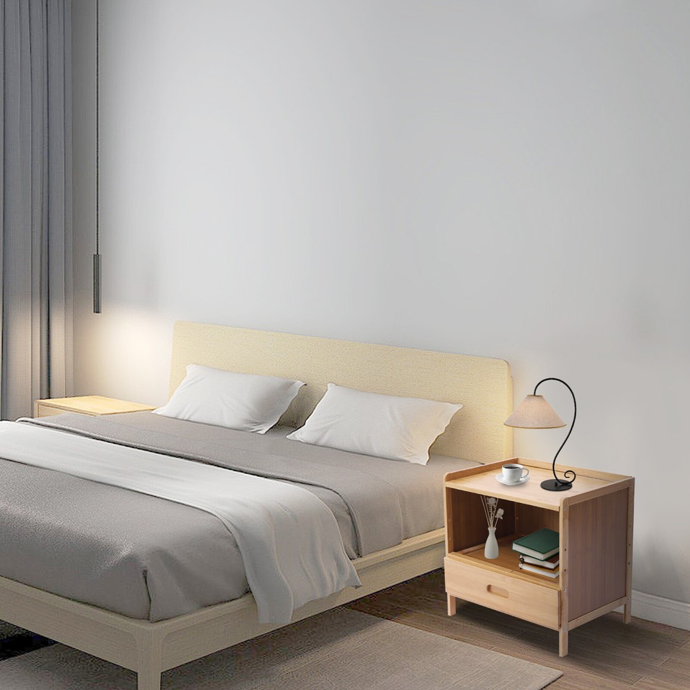 Nightstand End Table w/ pull-out drawer Storage Organizer Bedside Table