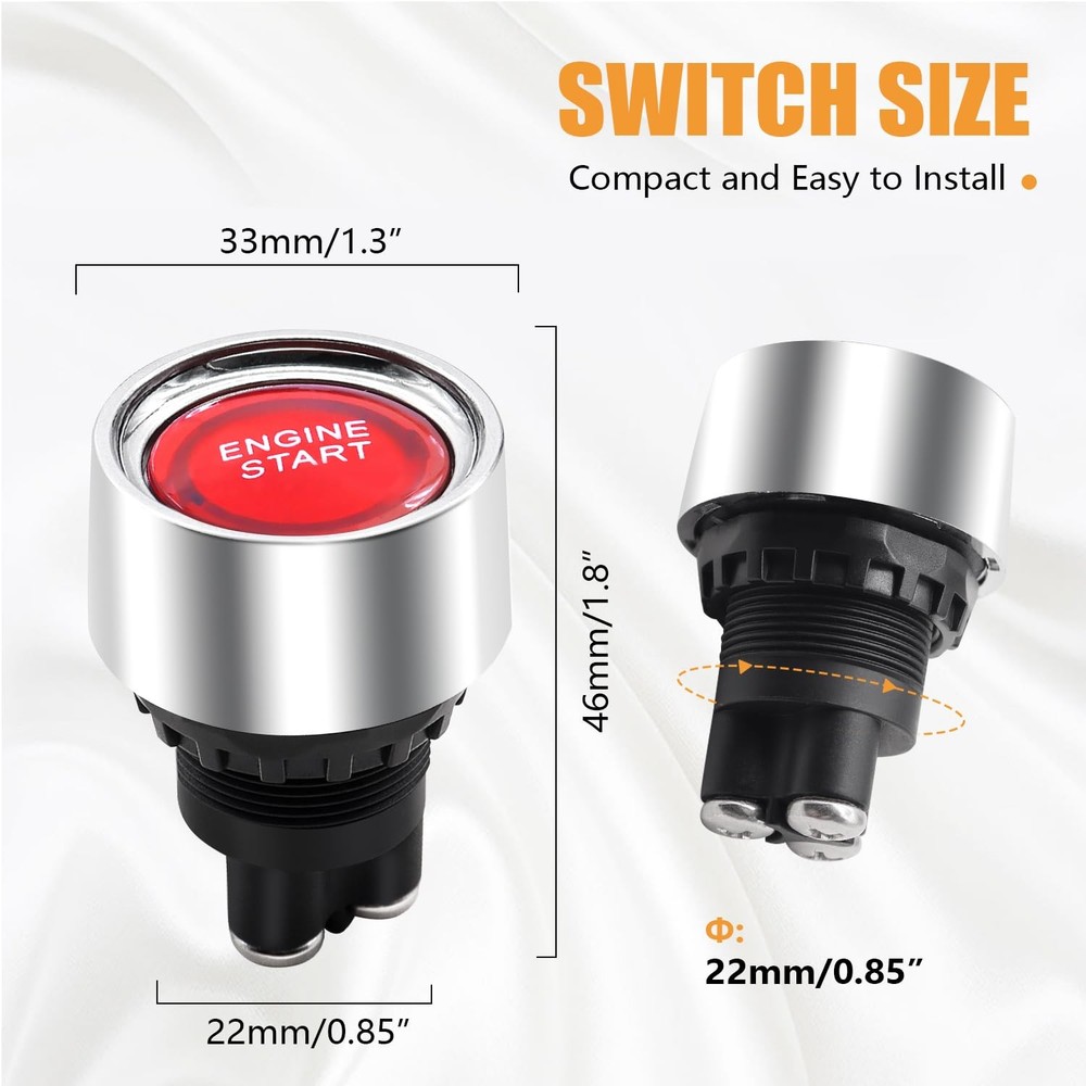 mankk Push Start Ignition Switch 12V DC,Start Engine Button Stater Red