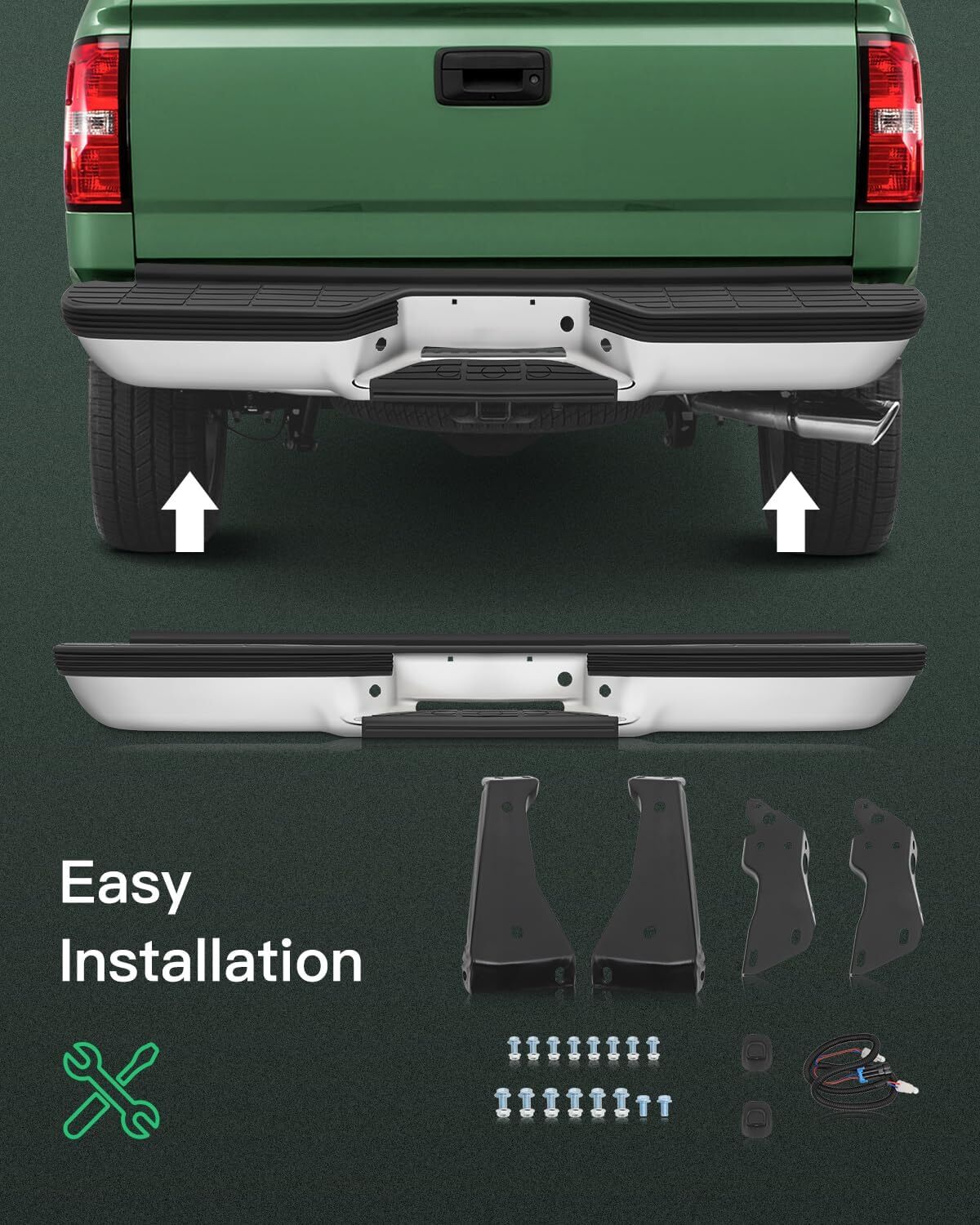 Rear Bumper For 1988-2000 Chevy Silverado GMC Sierra C/K 1500 2500 Chrome Steel