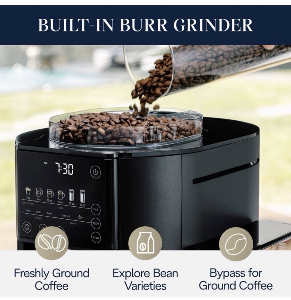 De'Longhi TrueBrew Automatic Coffee Maker, Burr Grinder, Black Matte *NEW*