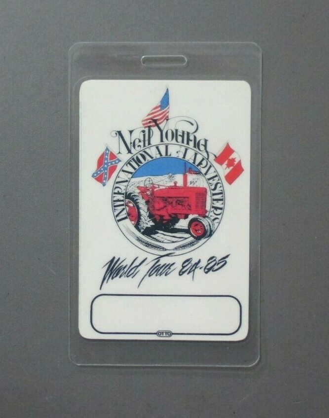 Neil Young backstage pass laminated International Harvester 84-85 AUTHENTIC  !