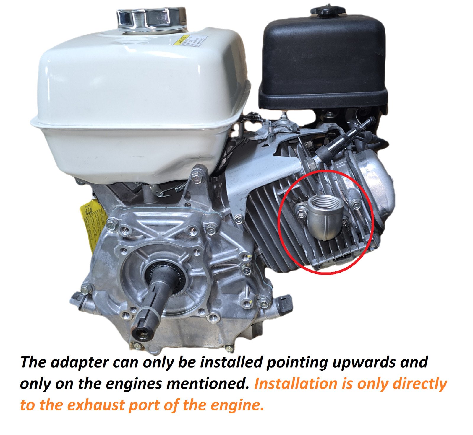 Stainless steel elbow exhaust port : Predator 301, 420. Honda GX 240, 270, 390.