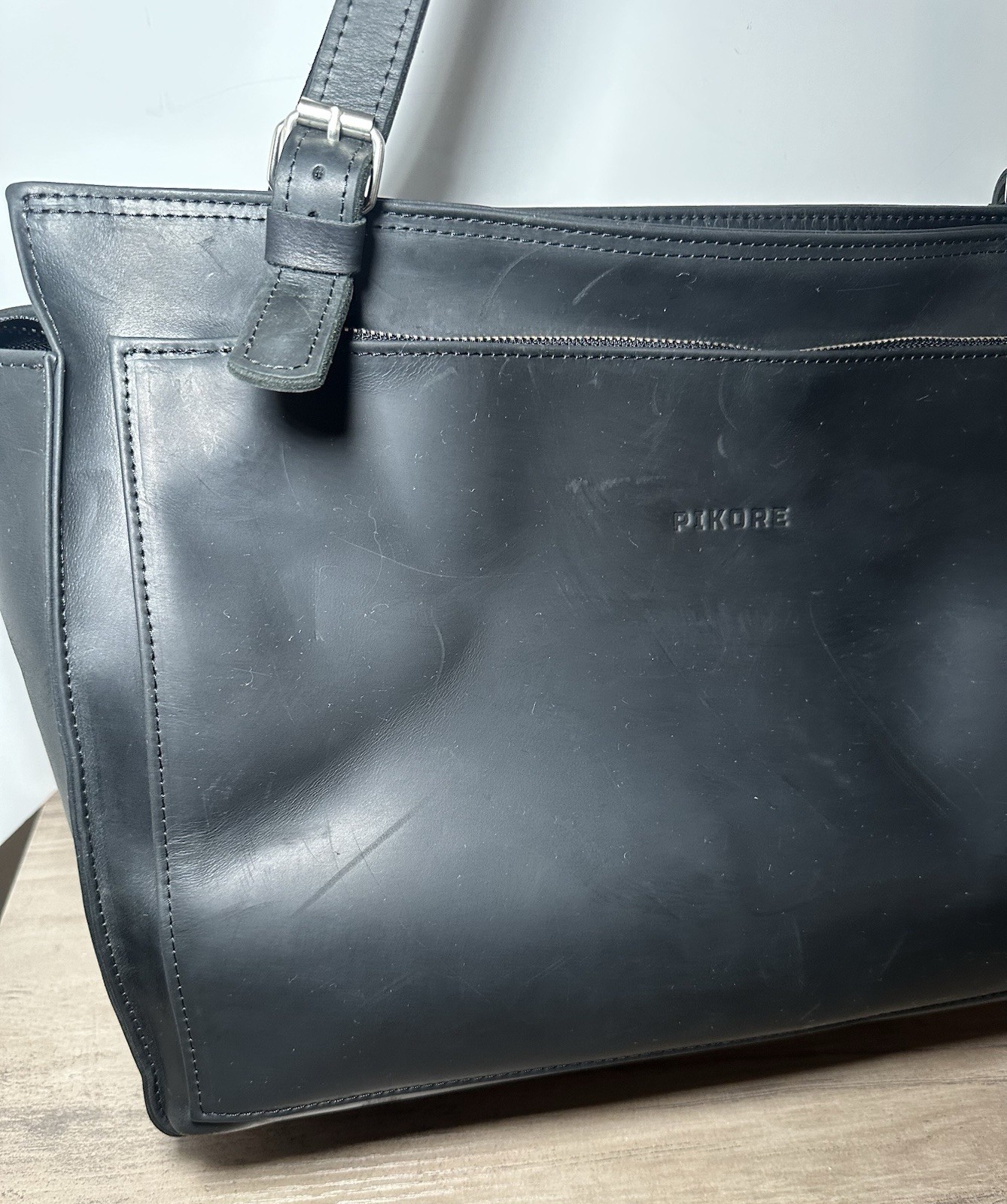 Pikore Large Black Leather Cat Carrier Tote Travel