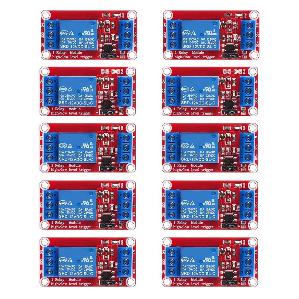 10pcs Relay Module, DC 12V Relay Board, 1 Channel with Optocoupler Isolate7868