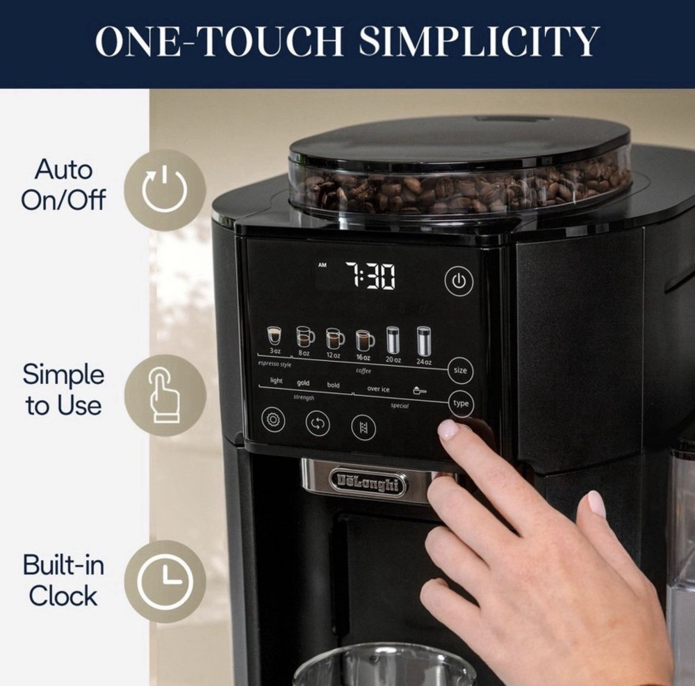 De'Longhi TrueBrew Automatic Coffee Maker, Burr Grinder, Black Matte *NEW*