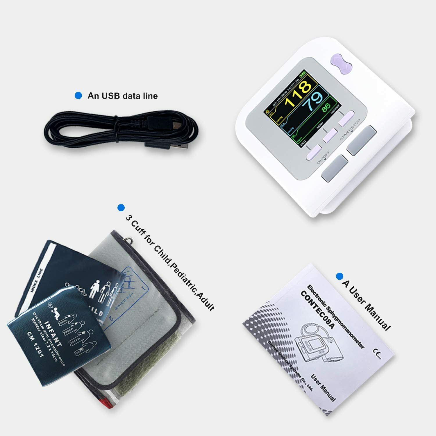 CONTEC 08A Electronic Sphygmomanometer Blood Pressure Machine