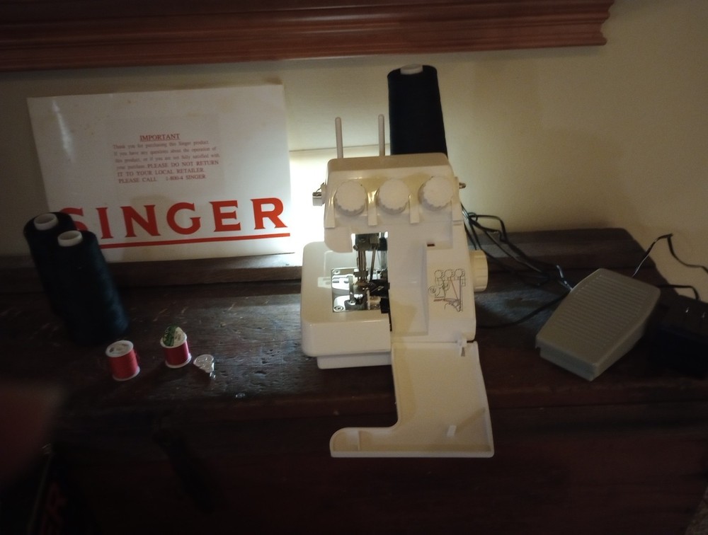 Singer TS-380 + Tiny Serger Machine W/ Box, Pedal, String, Manual (Please Read)