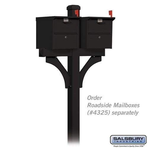 Deluxe Post - 2 Sided - In-Ground Mounted - for Roadside Mailboxes - Black