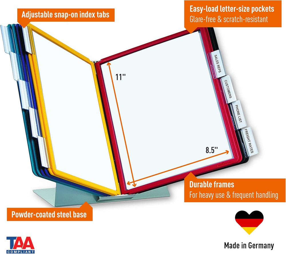 Metal Base; Polypropylene Panel Desktop Reference System, 10 Double-Sided Panels
