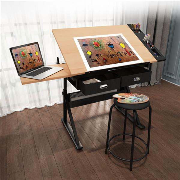Drafting Table Height Adjustable Drawing Art Desk w/Stool for Artists/Students