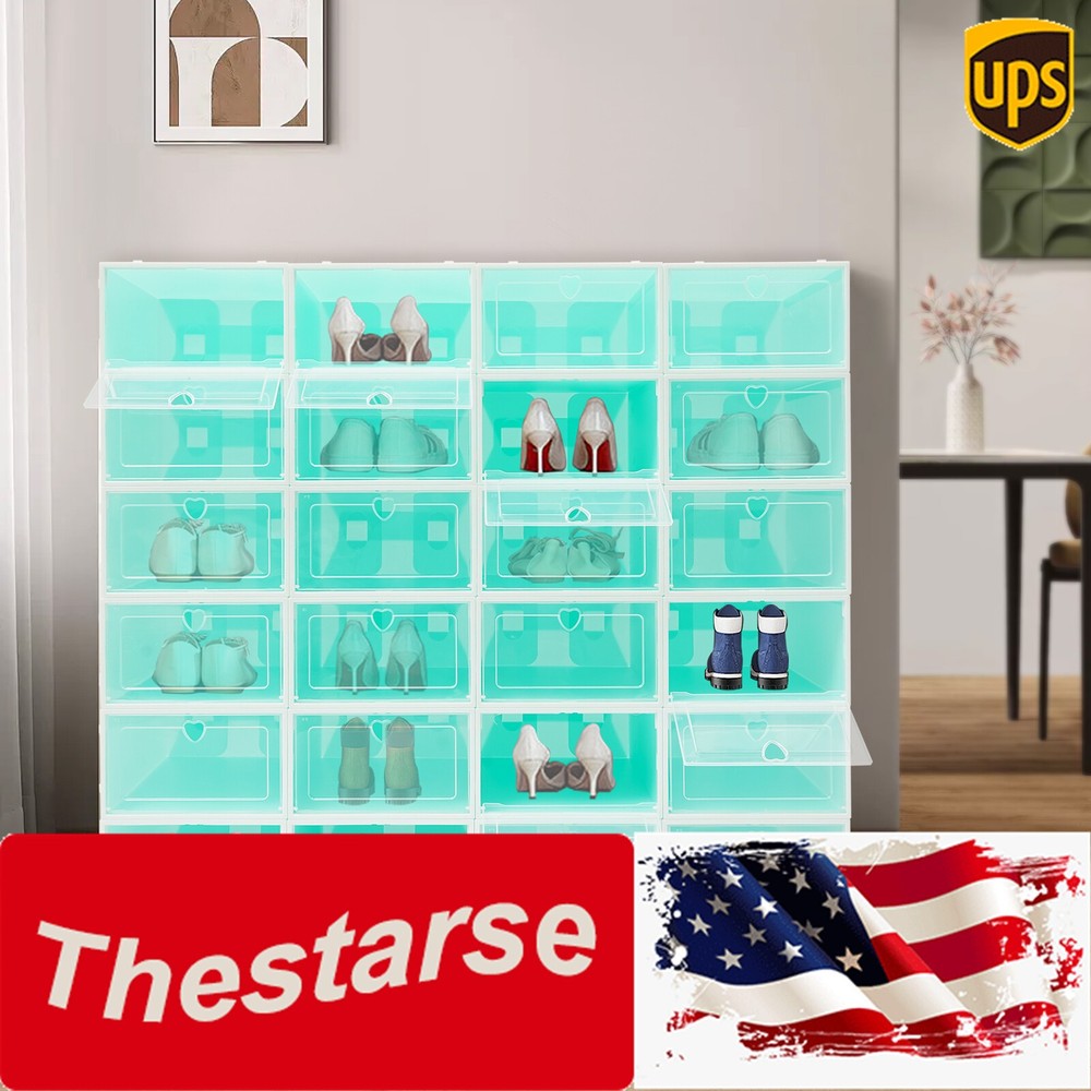 24PCS Shoe Storage Box Stackable Shoe Storage Organizer Container 33*23*14cm