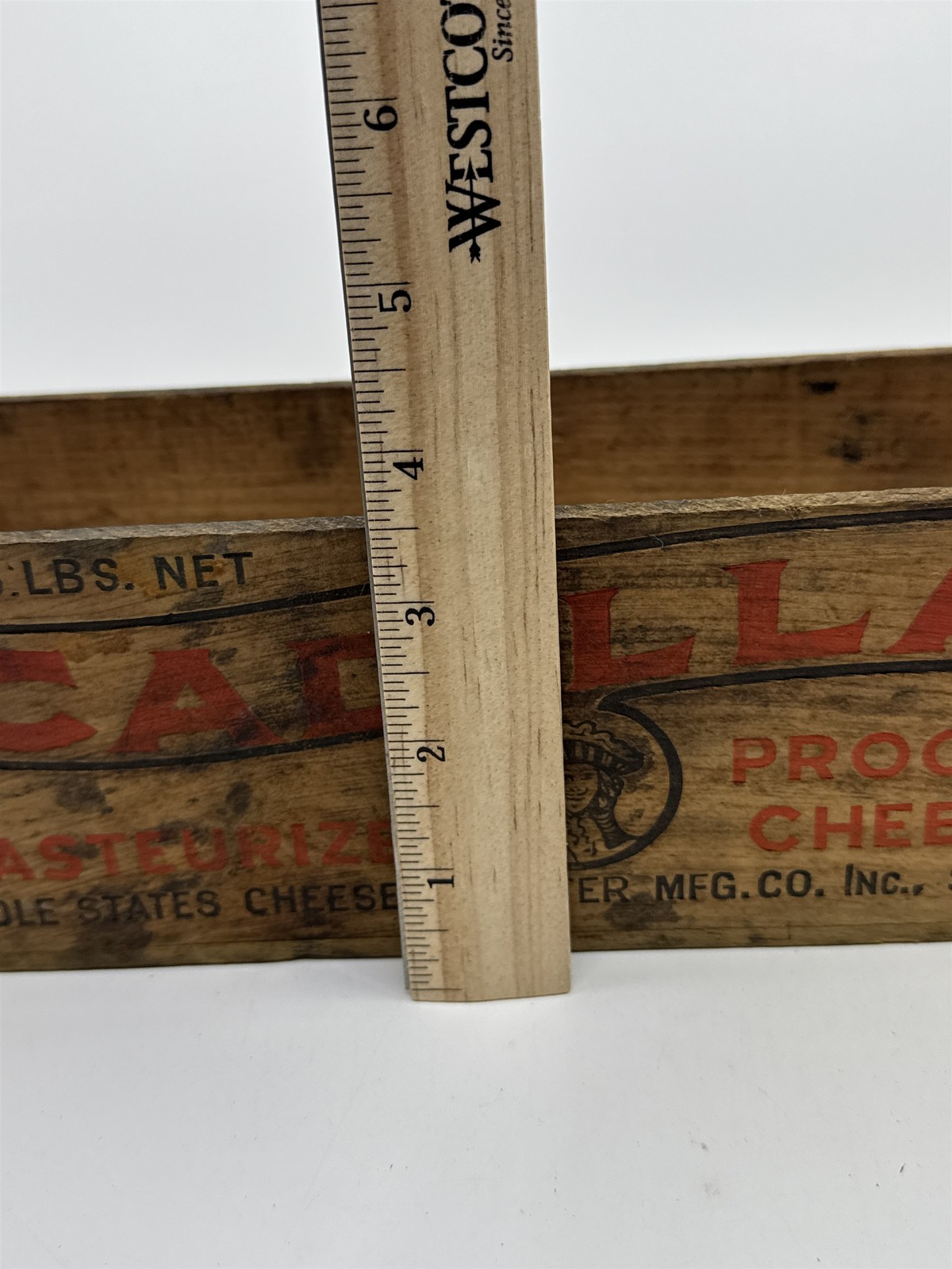 Vintage Wooden Cadillac Cheese Brand Pasteurized Cheese 5 Lb. Advertising Box