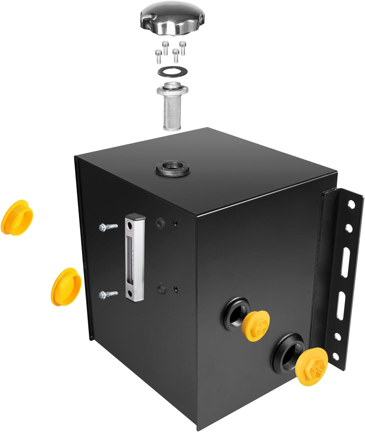 15-Gallon Hydraulic Fluid Reservoir Tank, Side Vertical Mount, w/Temp Gauge