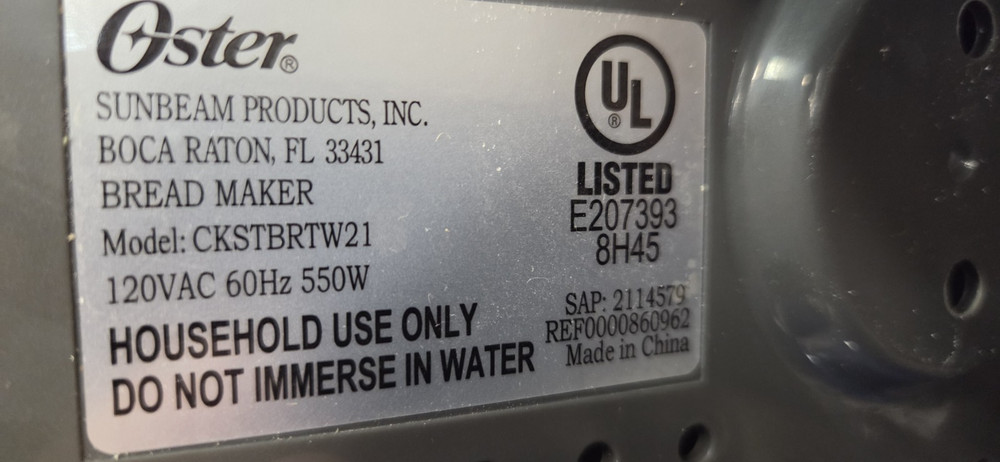 Paddle for Oster Bread Maker Machine Model CKSTBRTW21