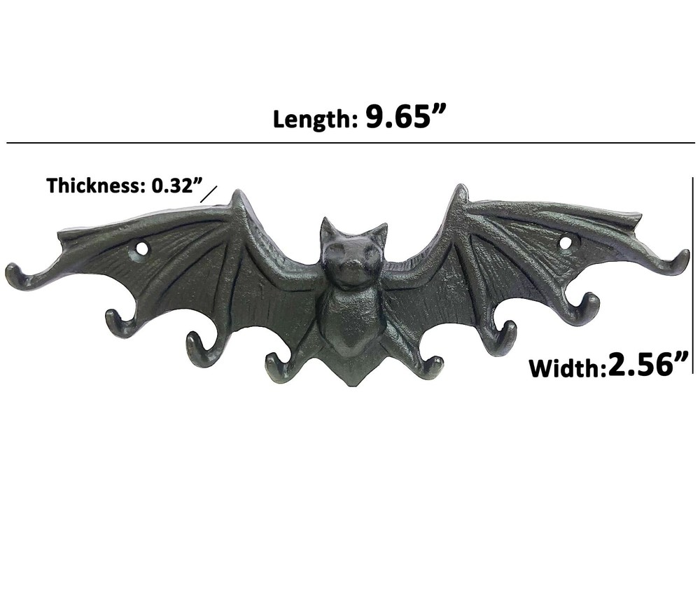 Bat Key Hooks Gothic Bat Key Rack Wall Mount Casting Iron Rustic Decorative H...