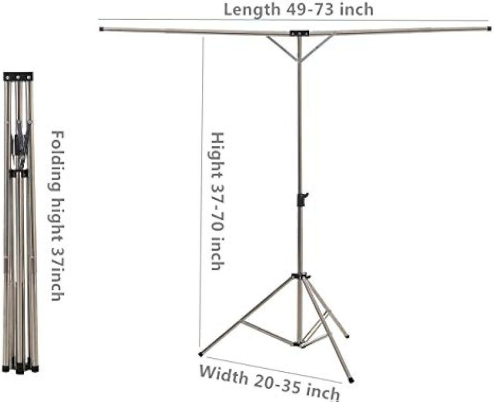Clothes Drying Rack W/ Windproof Hooks Foldable Adjustable Portable Space Saving