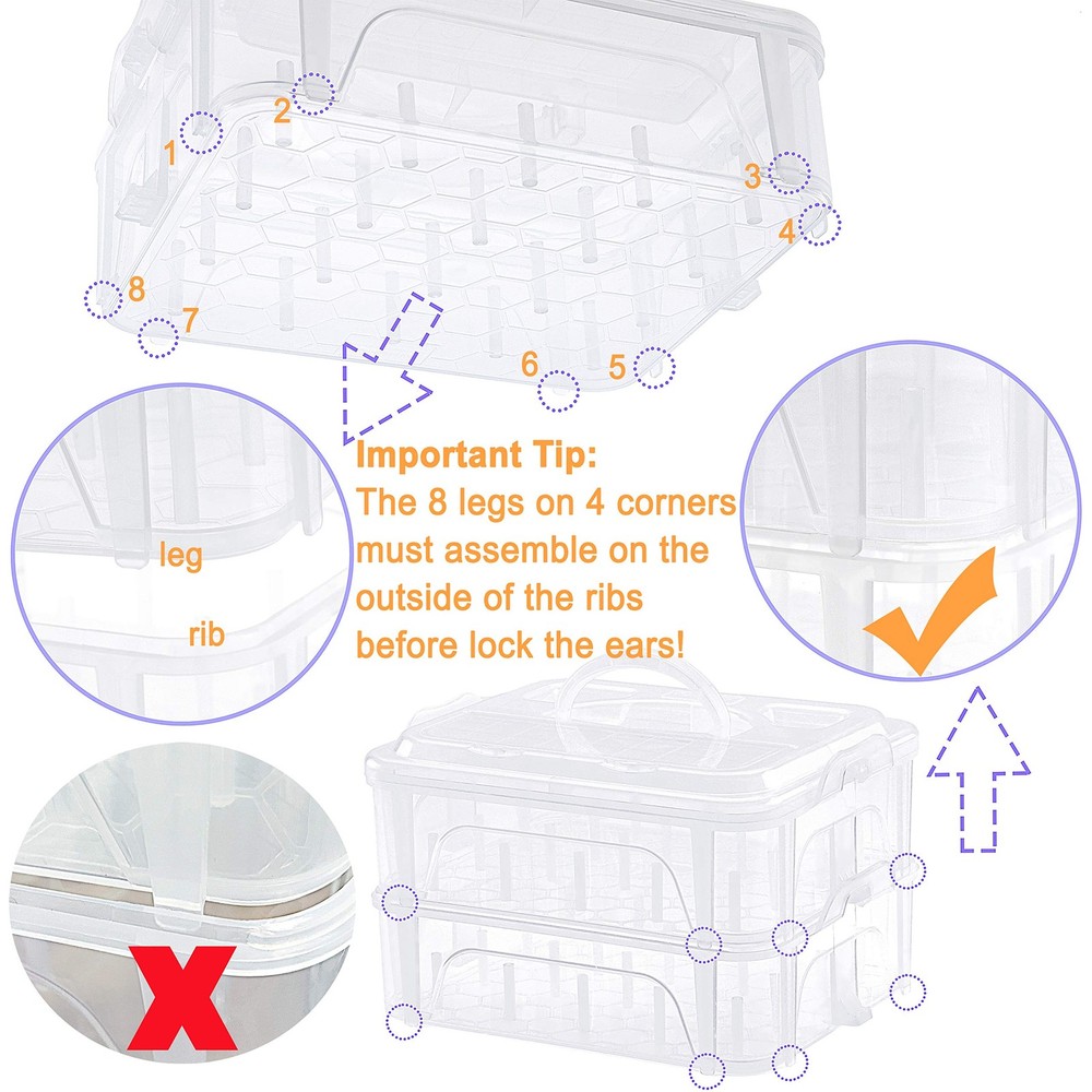 New brothread 2 Layers Stackable Clear Storage Box/Organizer for 2