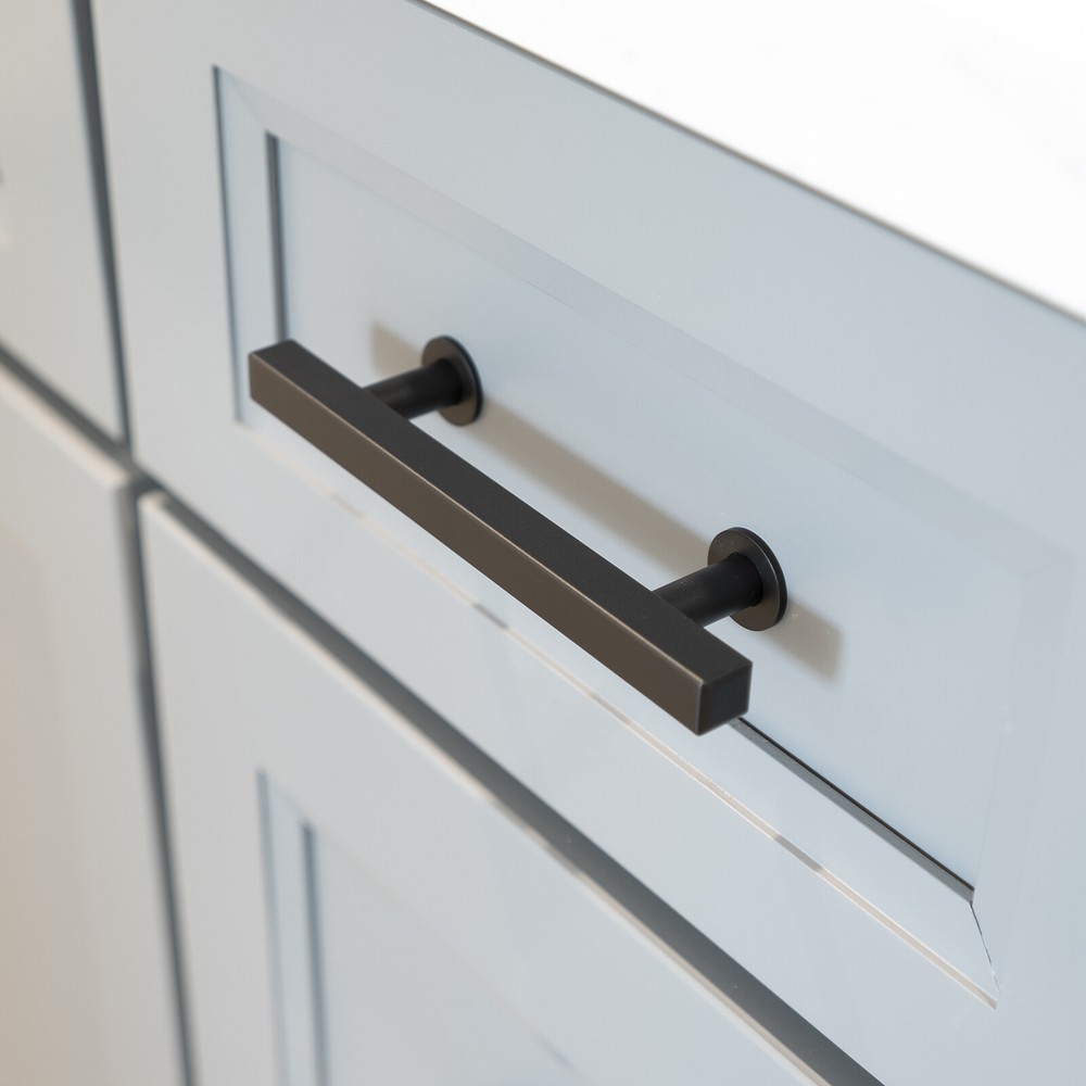 Black Square Modern Cabinet Handles Bar Pulls Kitchen Hardware Stainless Steel