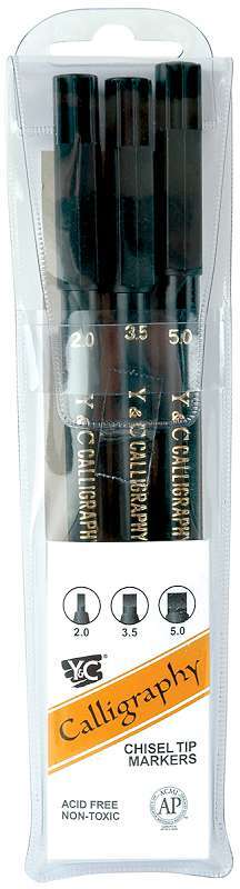 Calligraphy Chisel Tip Markers 3/Pkg Black