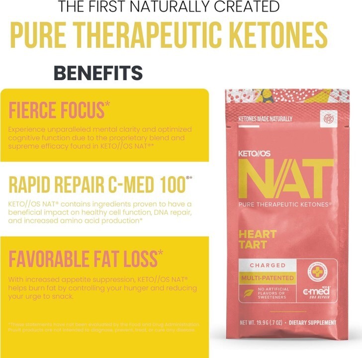 PRÜVIT Keto OS NAT Heart Tart Keto Supplements – Charged – 20 Count Exp 03/2027
