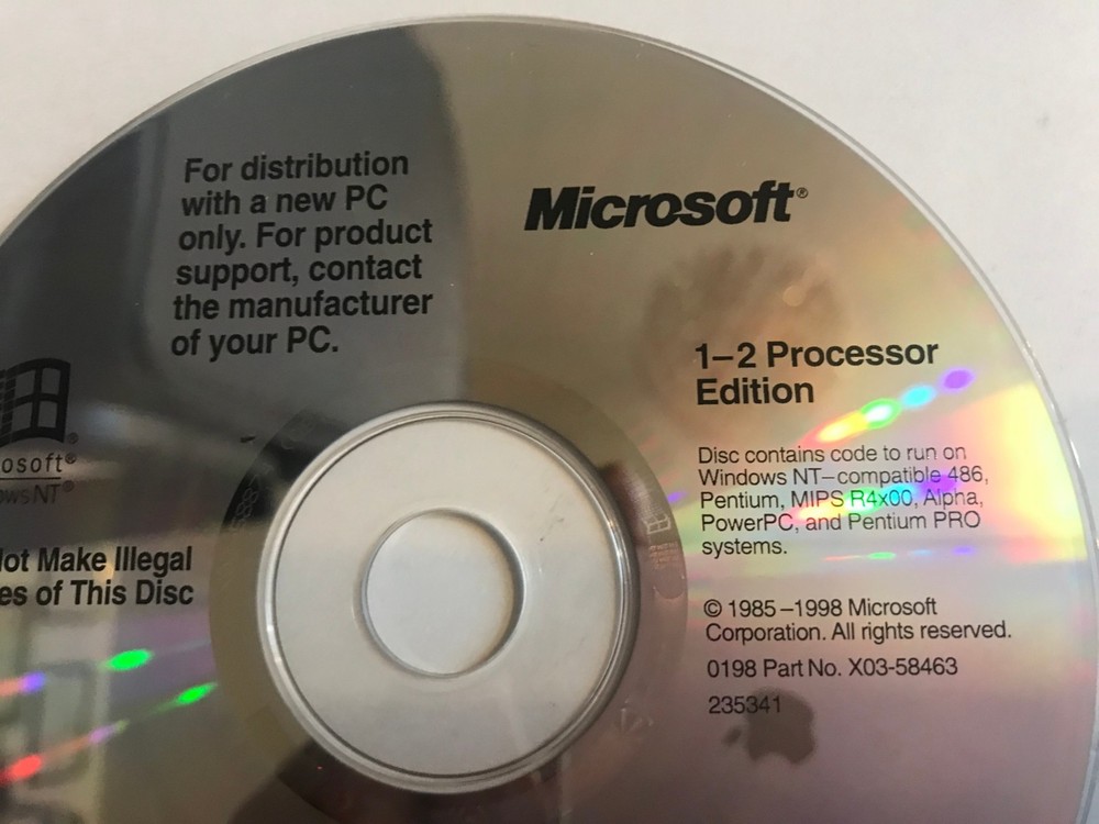Microsoft Windows NT Workstation 4.0 CD-ROM 1-2 Processor Edition