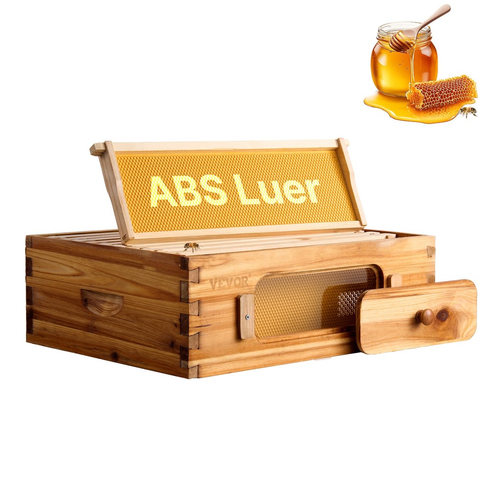 VEVOR Bee Hive Langstroth Medium Beehive Kit 10 Frames Acrylic Bee Windows