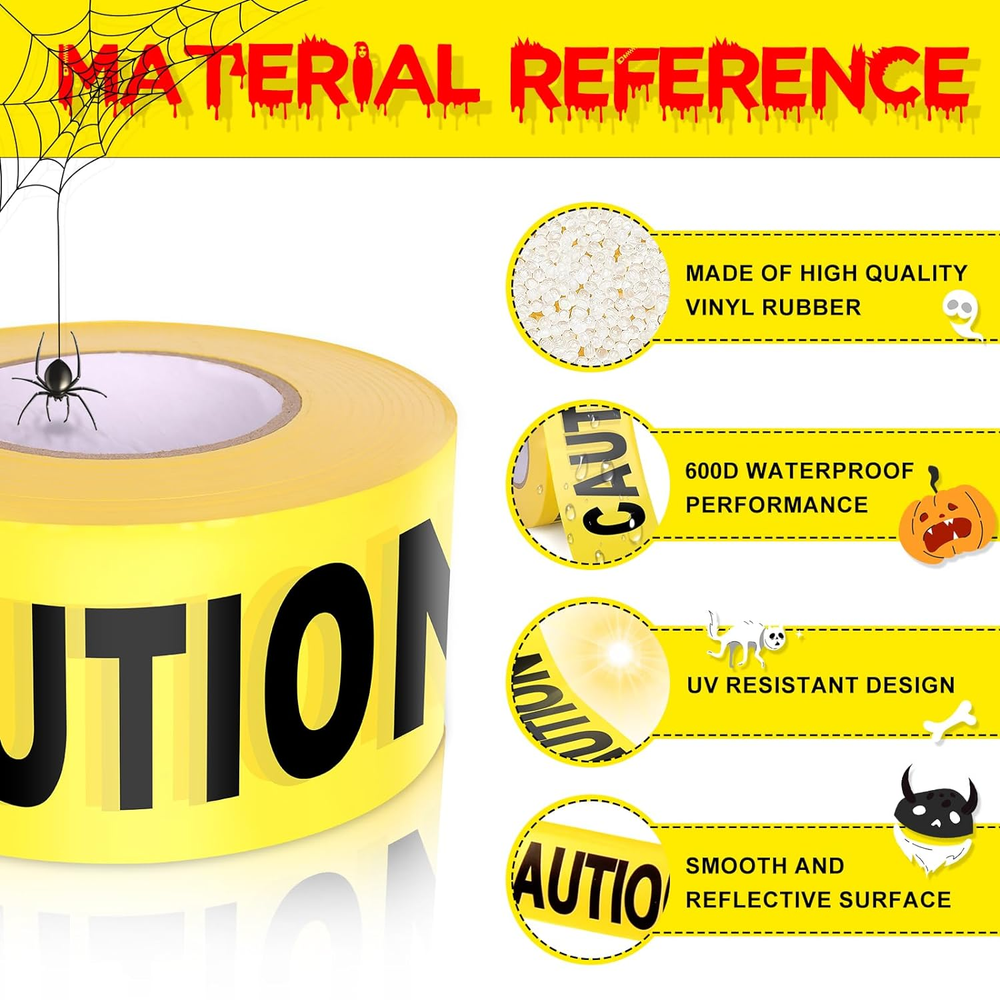 Yellow Caution Tape 2 Pack, 3" X1000Ft Safty Tape Caution Tape Roll, Constructio