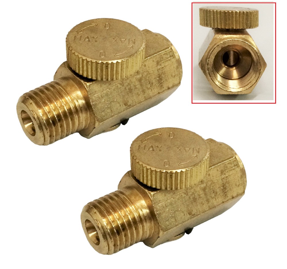2 PC 1/4" NPT Inline Regulator Solid Brass Compressed Air Pressure Valve Tool