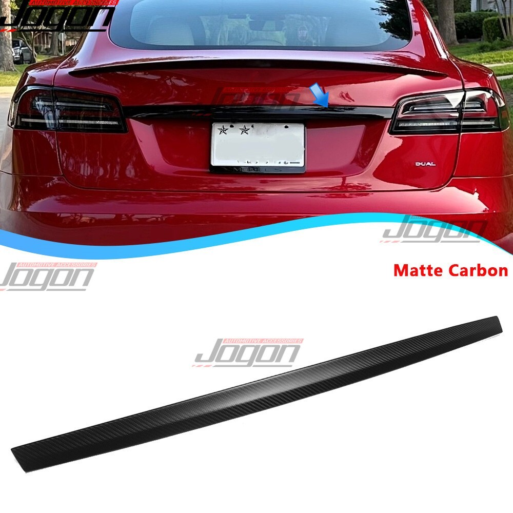 Dry Carbon Rear Trunk Tailgate Strip Panel Cover For Tesla Model S Plaid 2021-25