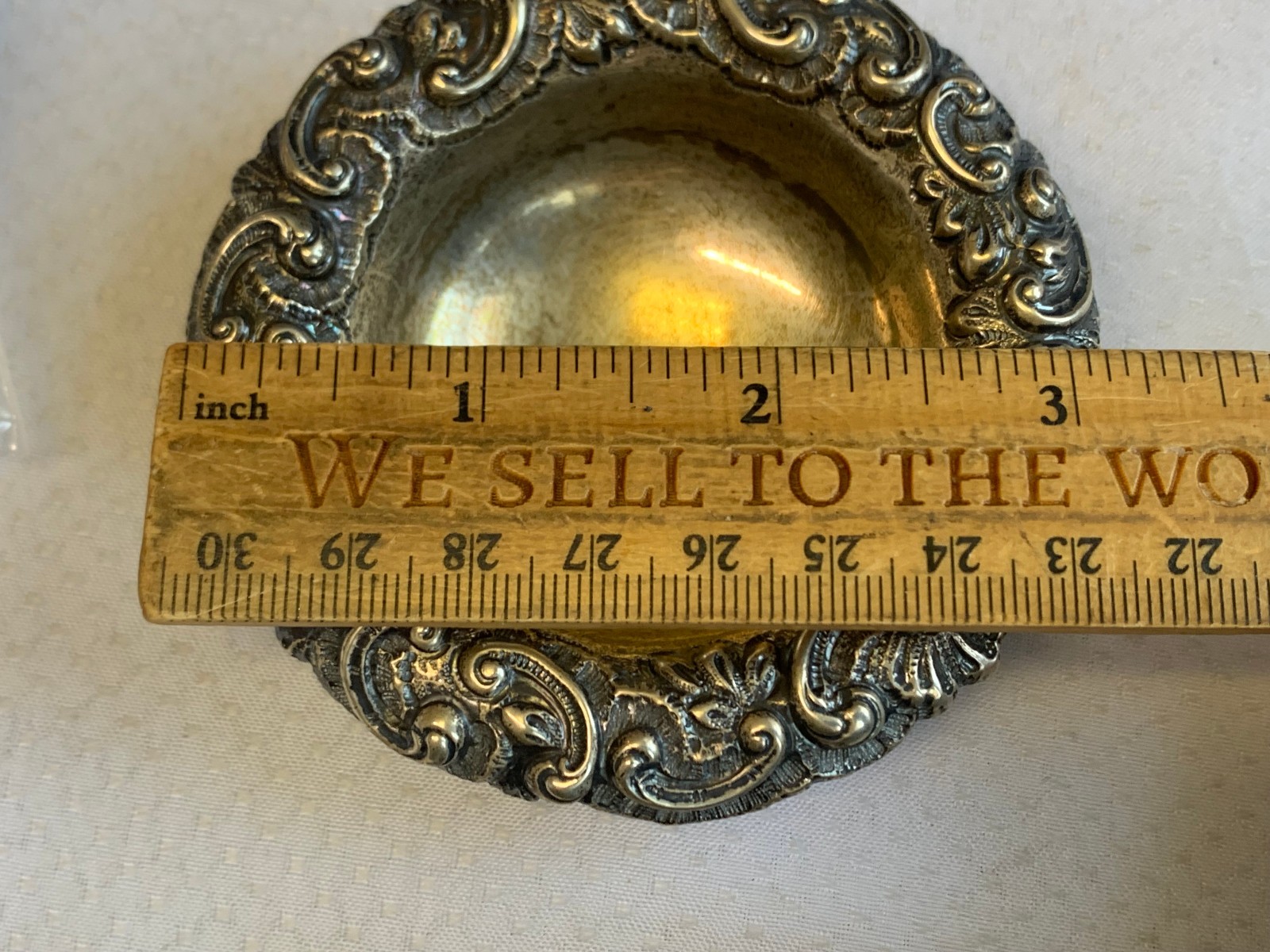 Antique Sterling Silver Condiment Dish Master Salt Cellar 38.9g Floral Repousse