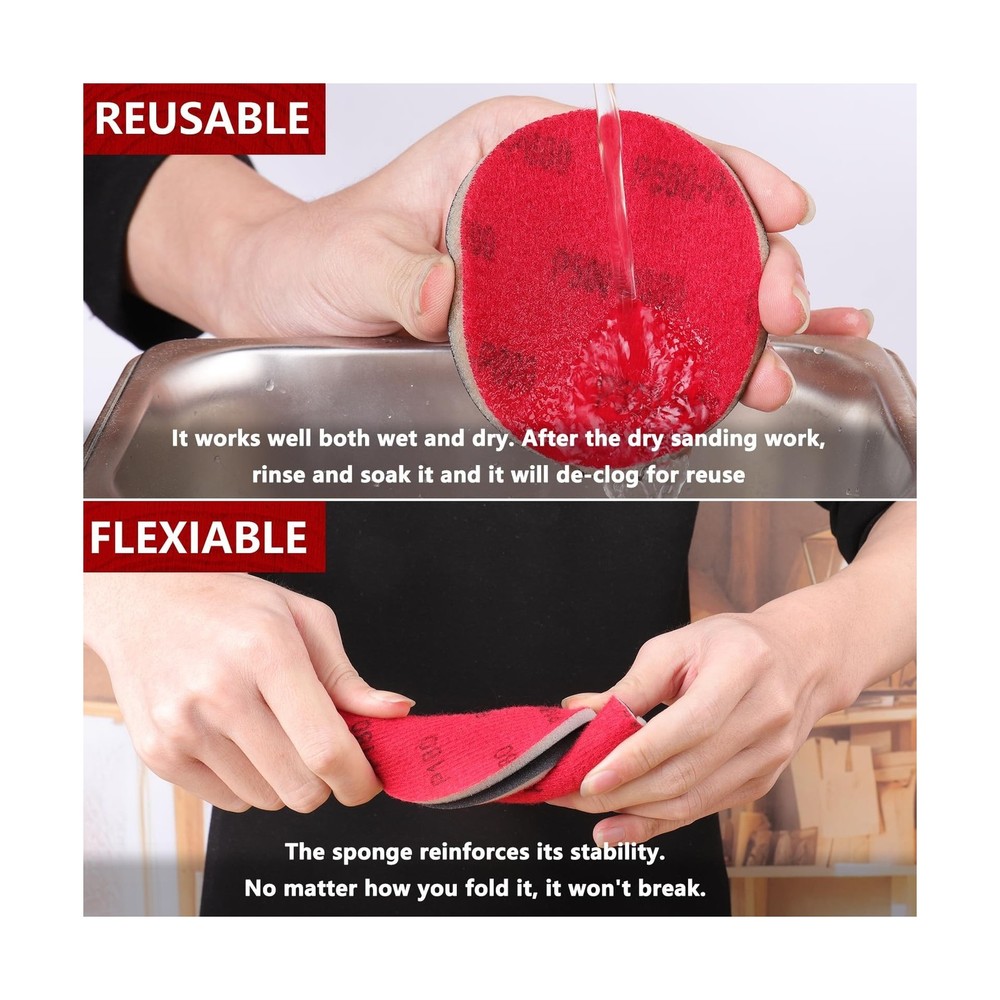 20Pcs 3 Inch Hook and Loop Sanding Sponge Disc with Buffer Backing 180-3000 G...