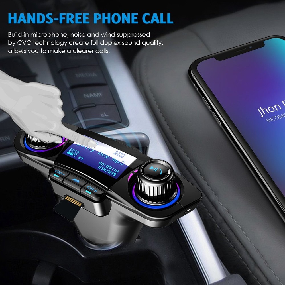 Bluetooth FM Transmitter Handfrees-Calling Radio Adapter Car Kit with Small