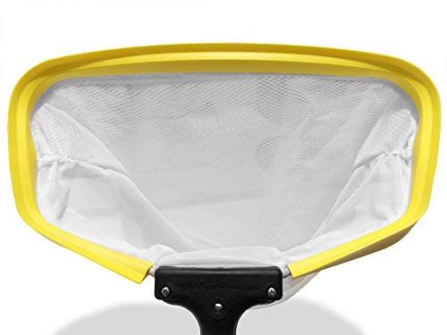 Pool Net - 14" Round, Yellow, Plastic, Polycarbonate Handle, Compact, Durable