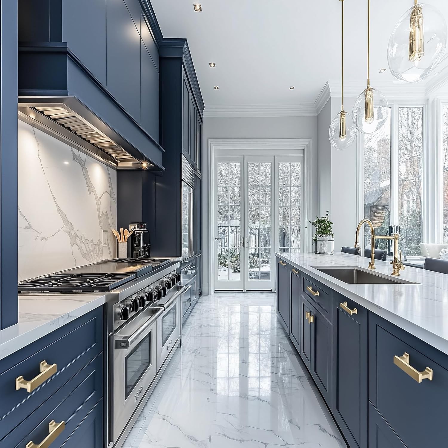 20 Pack Square Brushed Gold Cabinet Pulls, 5 Inch128mm Hole Centers Gold Cabi...