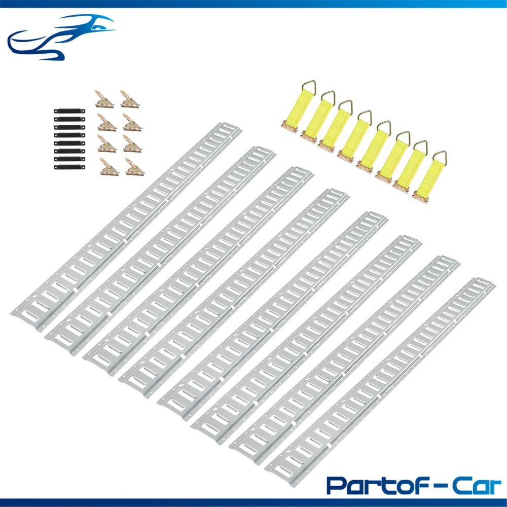 32 Piece E Track Bundle: 5' Silver Galvanized Rails, End Caps, Straps, O Rings